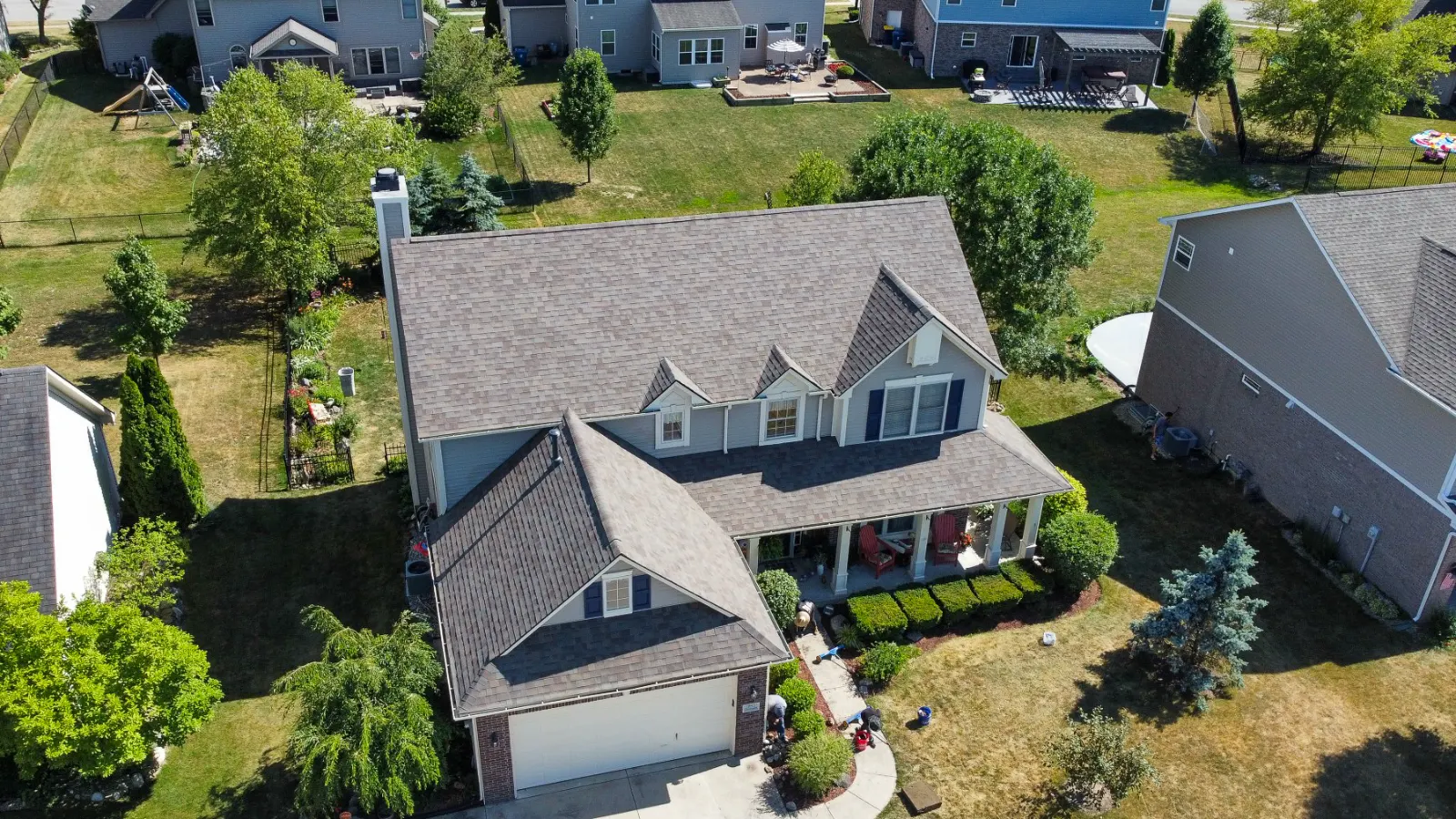 Close-up of freshly installed shingles on Westfield home